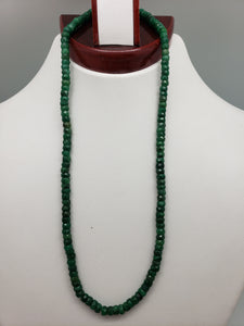 16 inch Emerald Faceted Rondelle Necklace with Gold Clasp, 4.75mm