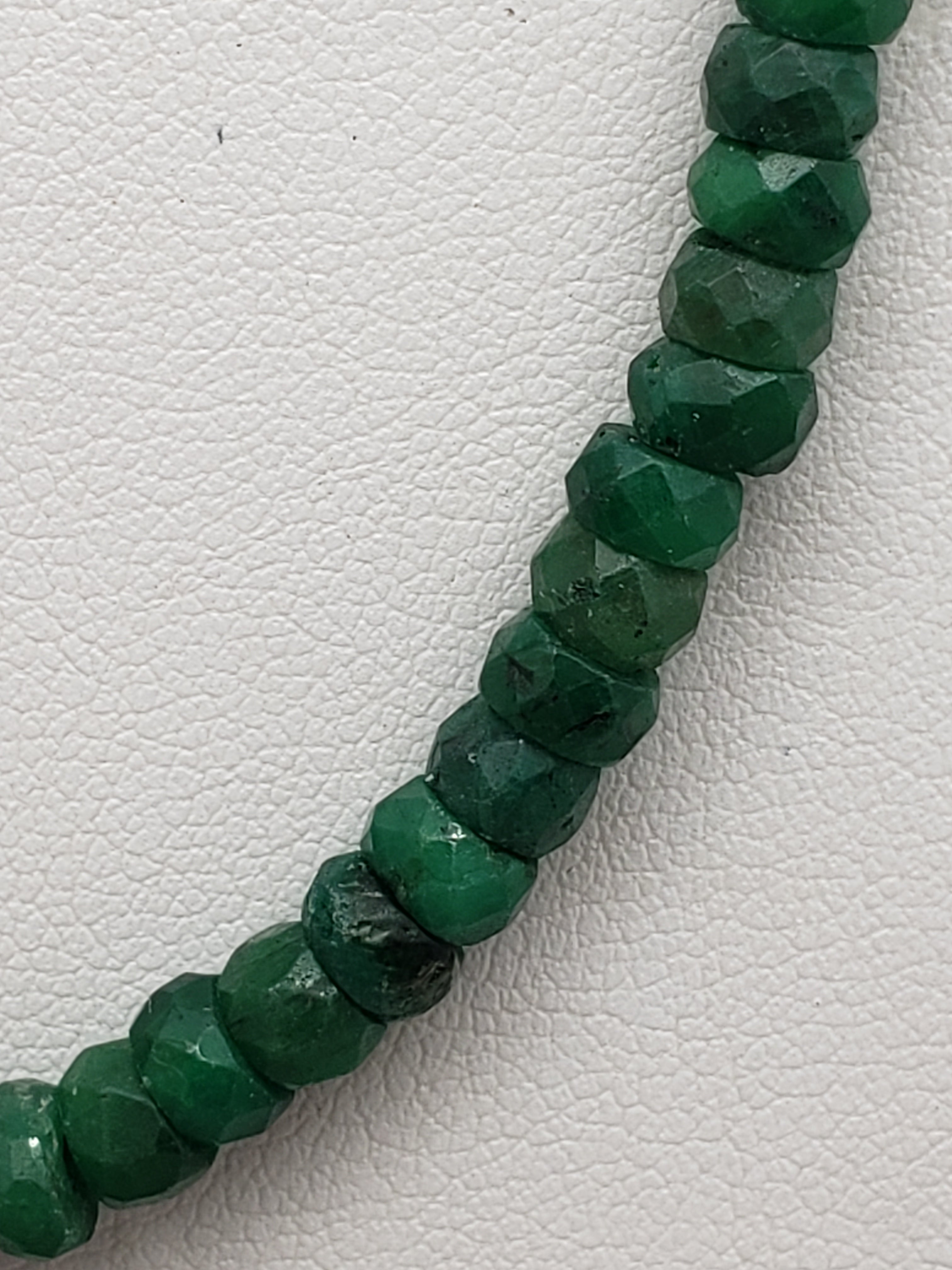 16 inch Emerald Faceted Rondelle Necklace with Gold Clasp, 4.75mm