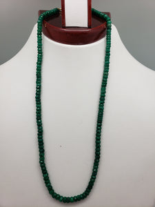 16 inch Emerald Faceted Rondelle Necklace with Gold Clasp, 4mm