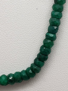 16 inch Emerald Faceted Rondelle Necklace with Gold Clasp, 4mm