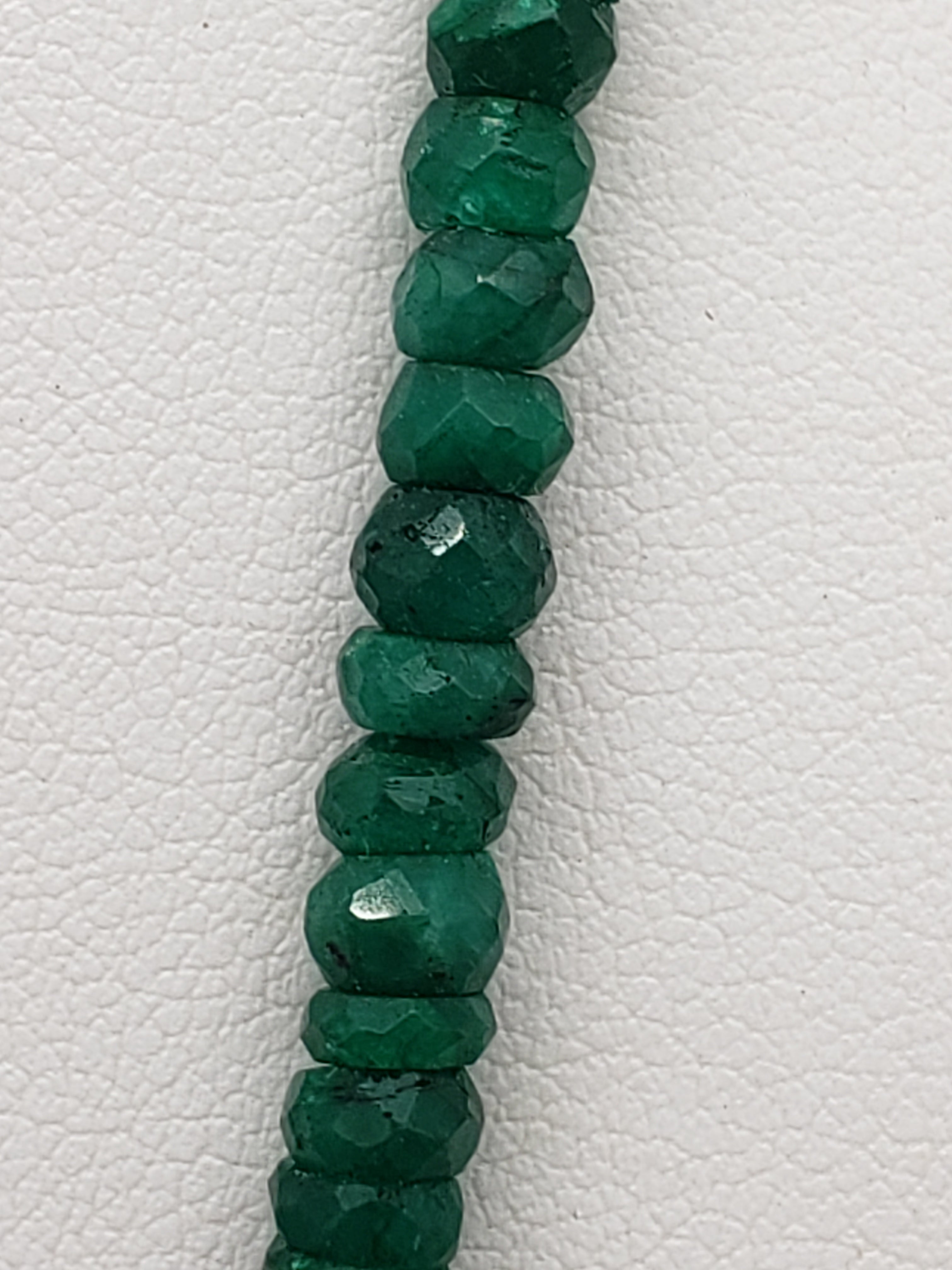 16 inch Emerald Faceted Rondelle Necklace with Gold Clasp, 4mm