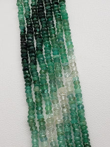 7 Strand Shaded Emerald Faceted Rondelle Necklace, Graduated 2.5mm to 3.4mm