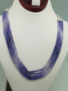 3mm Amethyst Dark CZ Faceted Beaded Necklace - 5 Strands, Gemstone Necklace