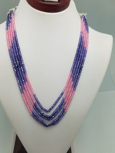 3mm Pink & Purple CZ Faceted Beaded Necklace - 5 Strands, Gemstone Necklace