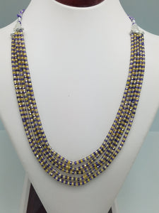 3mm Yellow Purple Mixed CZ Beaded Necklace, 5 Strands, Gemstone Beaded Necklace