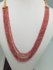 3mm Orange Purple Mixed CZ Beaded Necklace, 5 Strands, Gemstone Beaded Necklace