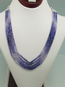 3mm Amethyst Dark CZ Faceted Beaded Necklace - 5 Strands, Gemstone Necklace