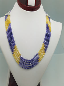 3mm Purple Yellow Shaded CZ Faceted Beaded Necklace - 5 Strands, Gemstone Necklace