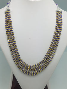 3mm Yellow Purple Mixed CZ Beaded Necklace, 5 Strands, Gemstone Beaded Necklace